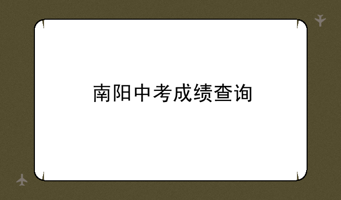 南阳中考成绩查询