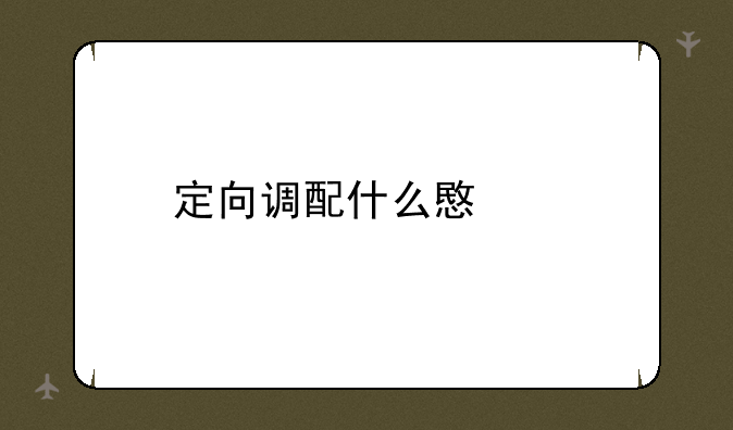 定向调配什么意思