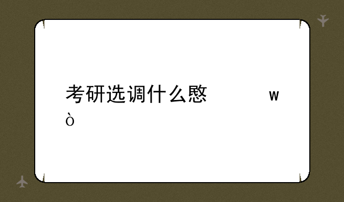 考研选调什么意思？