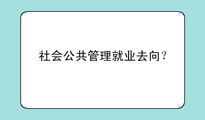 社会公共管理就业去向？