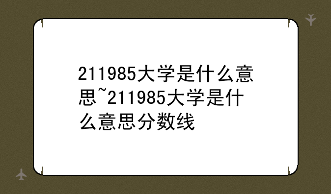 211985大学是什么意思~211985大学是什么意思分数线
