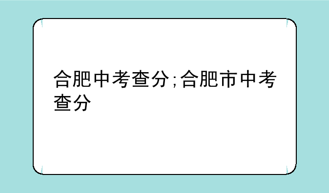 合肥中考查分;合肥市中考查分